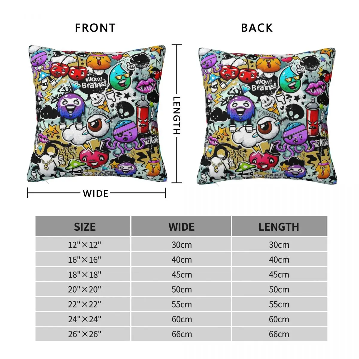 Graffiti Fun Pillowcase Polyester Linen Velvet Printed Zip Decorative Throw Pillow Case Sofa Seater Cushion Cover