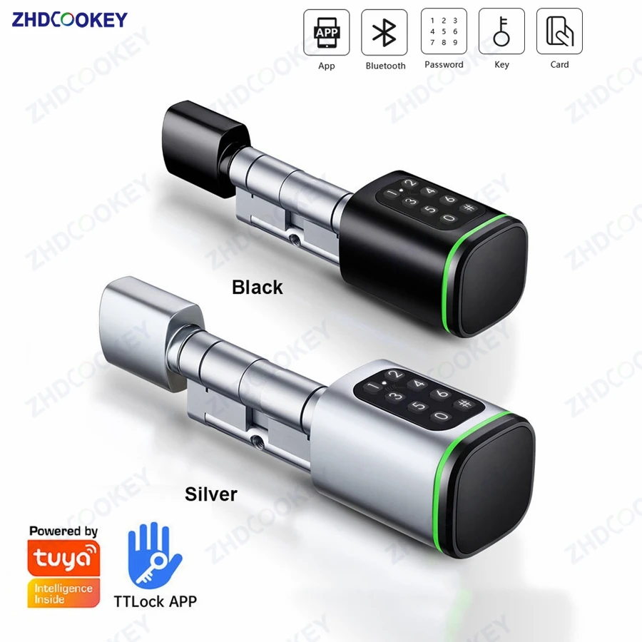 

Electronic Cylinder Lock TTLock Tuya APP Equidistance Size 30-50MM Password RFID Cards Code Keypad EU Home Core Smart Door Locks