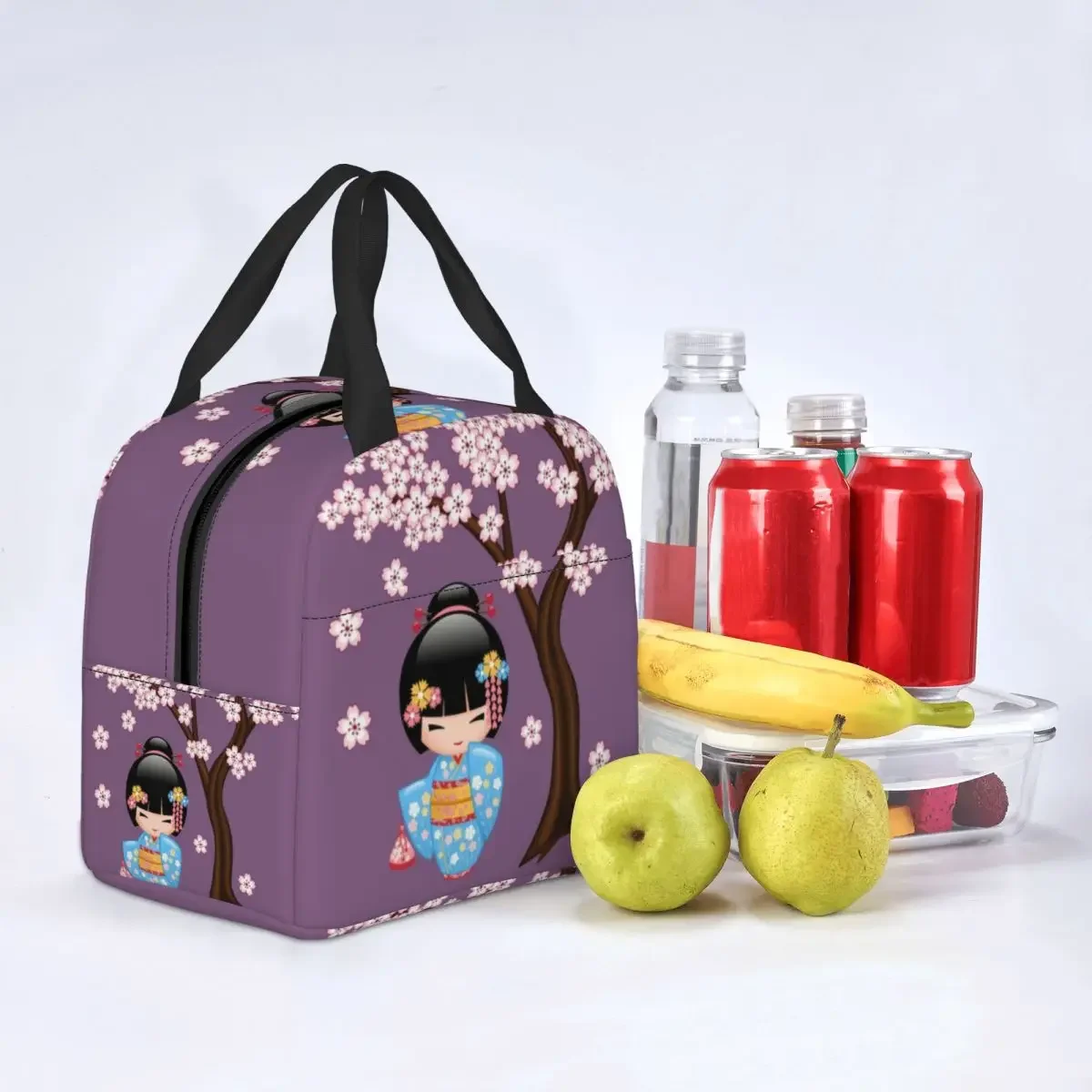 Japanese Geisha Insulated Lunch Bags for Work School Geiko Geigi Portable Thermal Cooler Bento Box Women Children