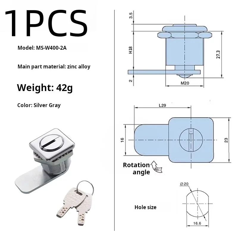 Distribution Box Lock Chassis Lock Hietan Door Lock MS-W400-2A Switch Cabinet Door Lock, Latch Lock