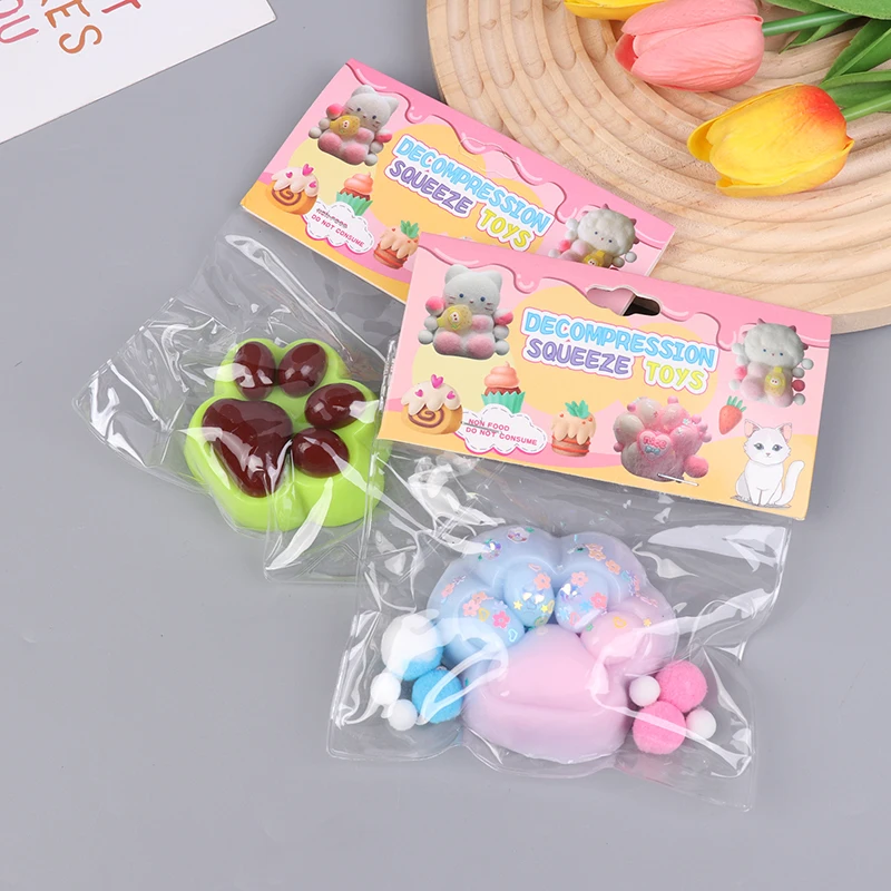 Cartoon Cute Soft Sticky Cat Paw Series Slow Rebound Squeeze Toys Creative Kids Pinch Stress Relief Vent Toys Birthday Gifts