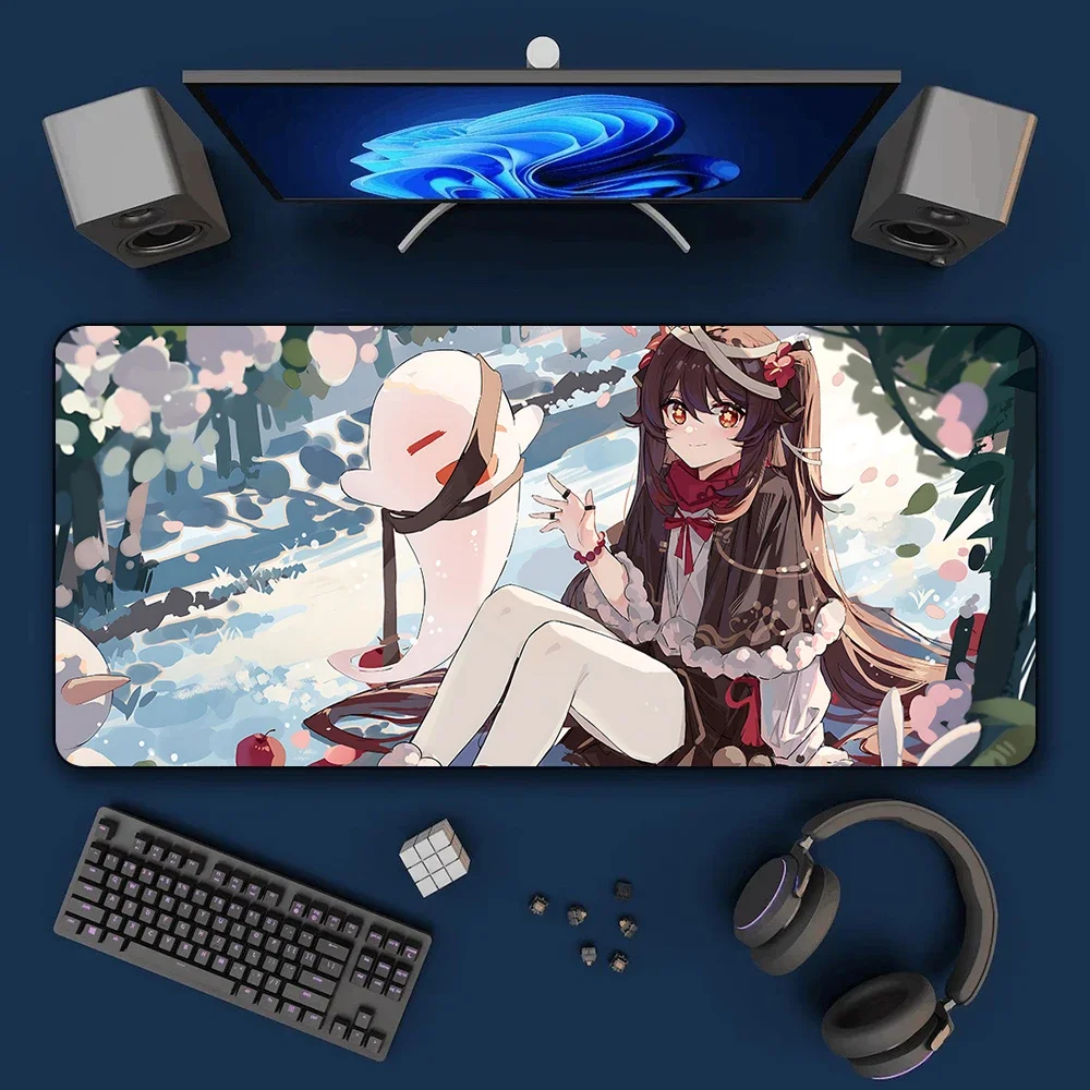 Hu Tao Genshin Impact Mousepad HD Printing Computer Gamers Locking Edge Non-slip Mouse Pad XXL90x40cm Keyboard PC Desk Pad