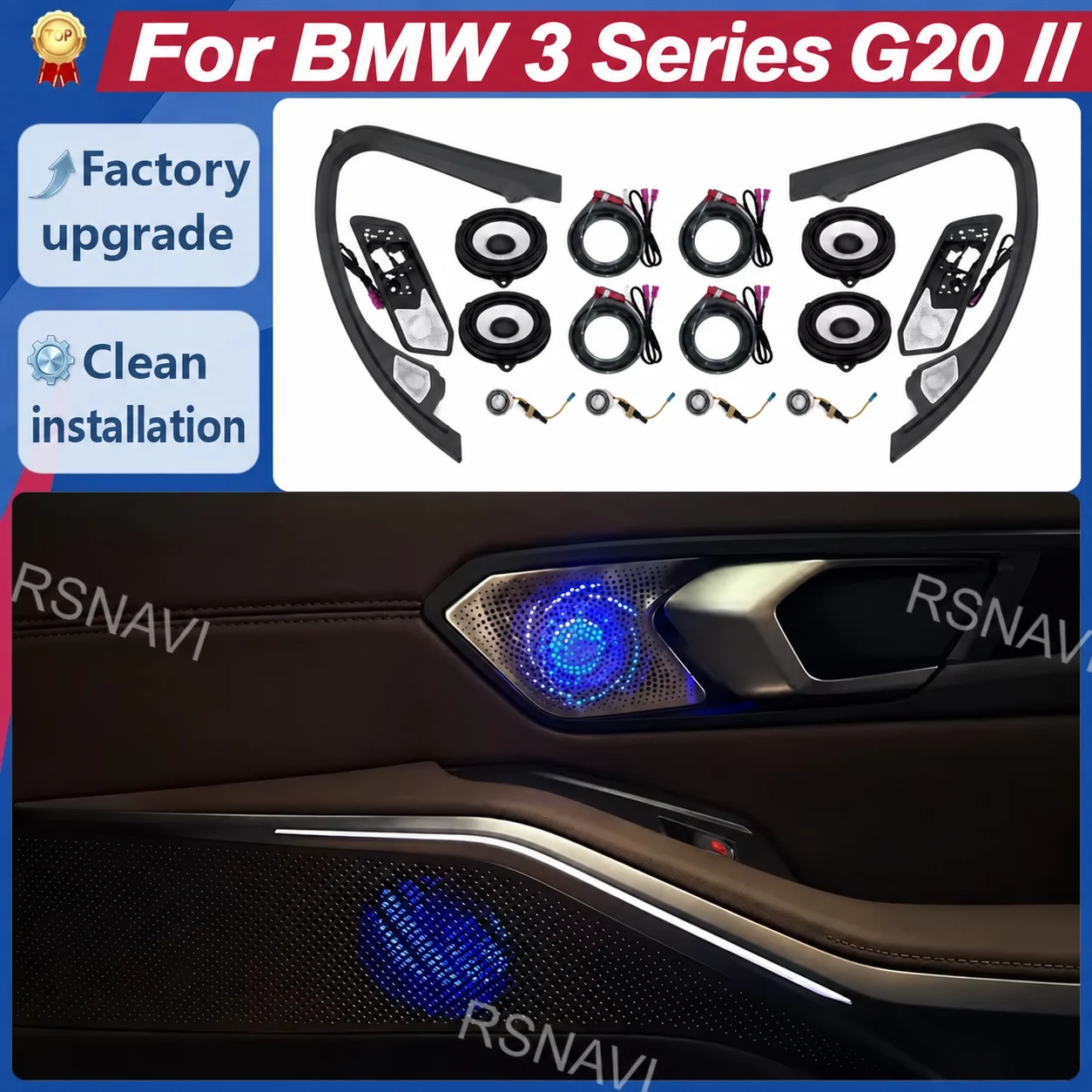 11-Color LED Speaker Cover Ambient Light for BMW 3 Series G20 Midrange Tweeter HiFi Stereo Car Interior Decorative Accessories