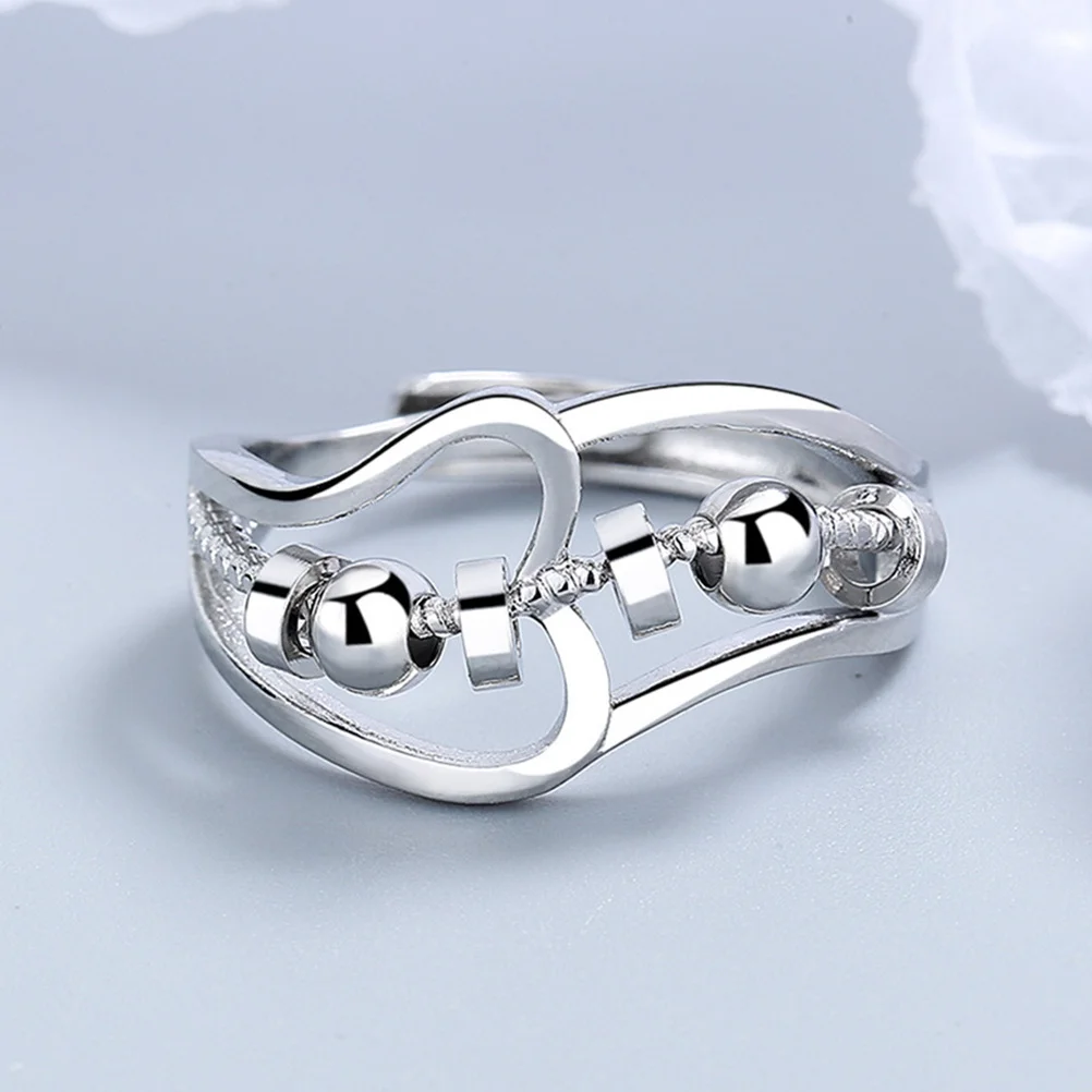 

1Pcs Fidget Ring Rotatable Beads Adjustable Lady Ring Fashion Jewelry Beads Rings