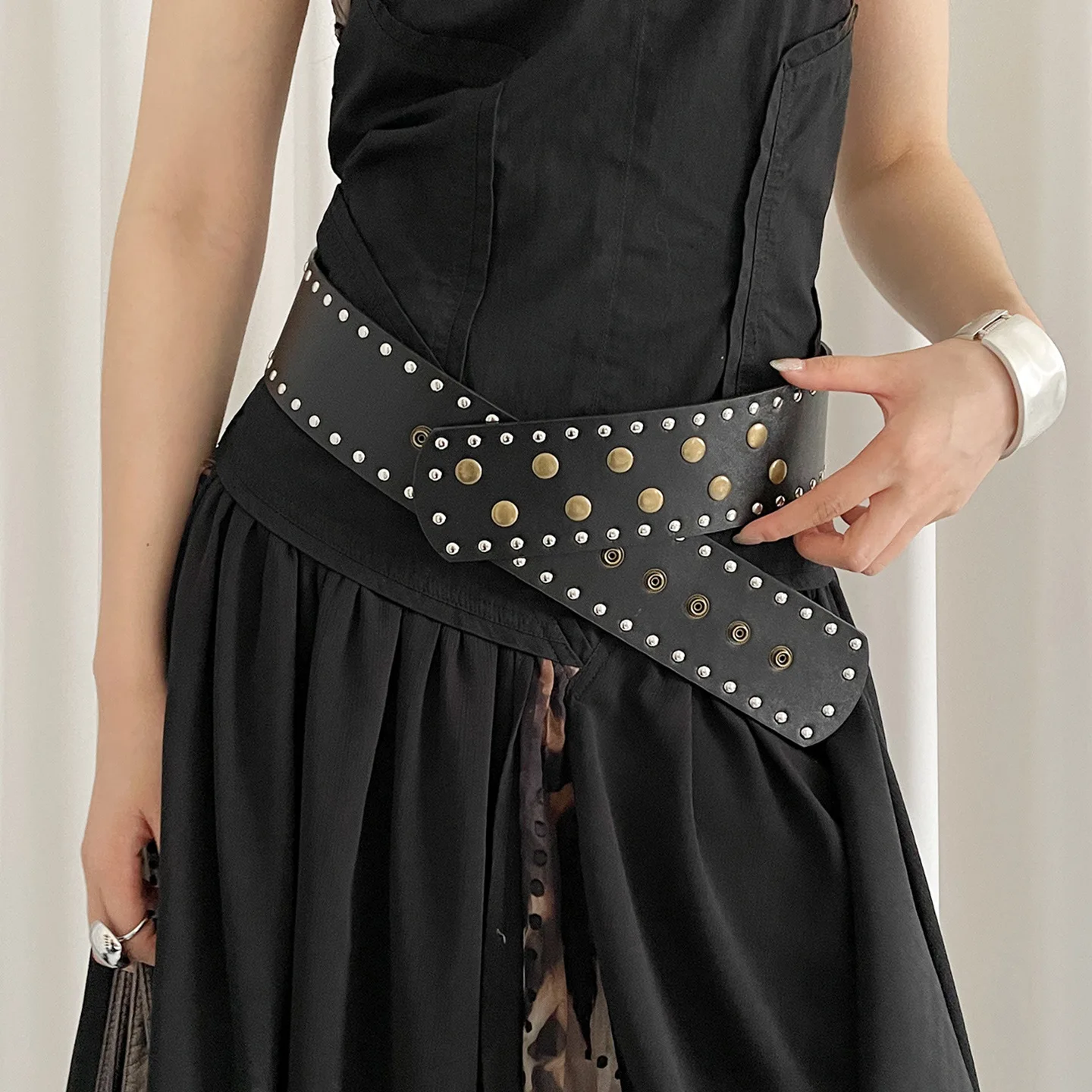 فاسق نمط تنقش الهواء العين الجوف خارج حزام عريض الثقيلة الملمس الهيب هوب موضة حزام العين جو كسول مطابقة فساتين الجينز C