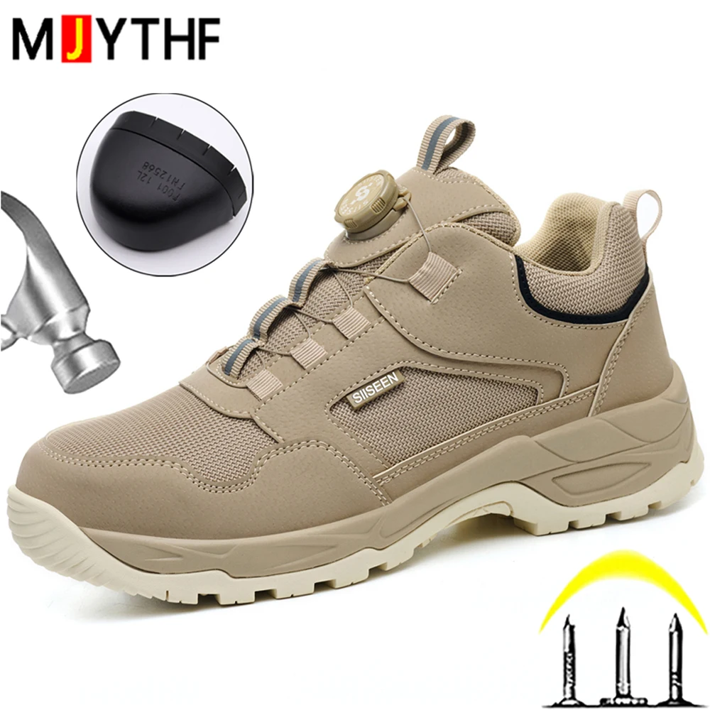 Fashion Work Safety Shoes Men Boots Steel Toe Cap Anti-Smash Work Shoes Anti-Puncture Protection Shoes Anti-slip Security Boots