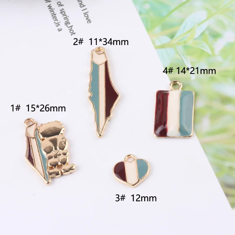 1pcs Diy Accessories Alloy Retro Style Three-color Stitching Oil Painting Handmade Material Earrings Bracelets Pendant