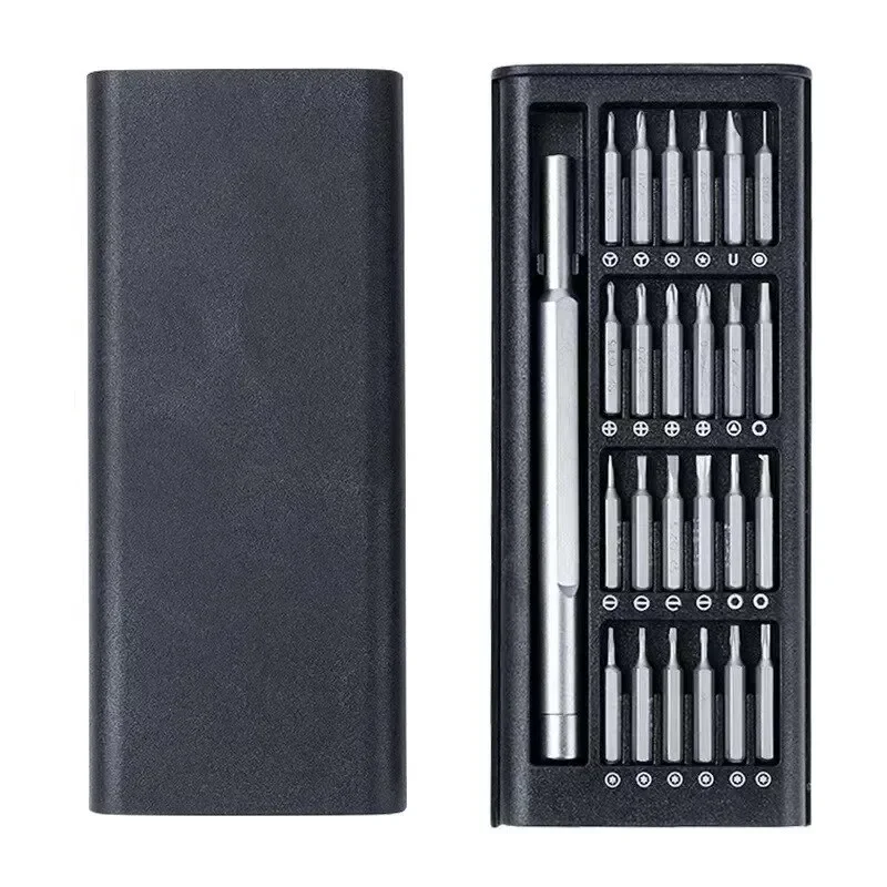 25-in-1 precision screwdriver set for mobile repair in a magnetic plastic case, perfect for DIY at home