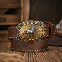 Vintage Style PU Leather Western Cowboy Belt with Classic Buckle - 3.8cm Wide, Durable and Stylish for Men and Women - Perfect f