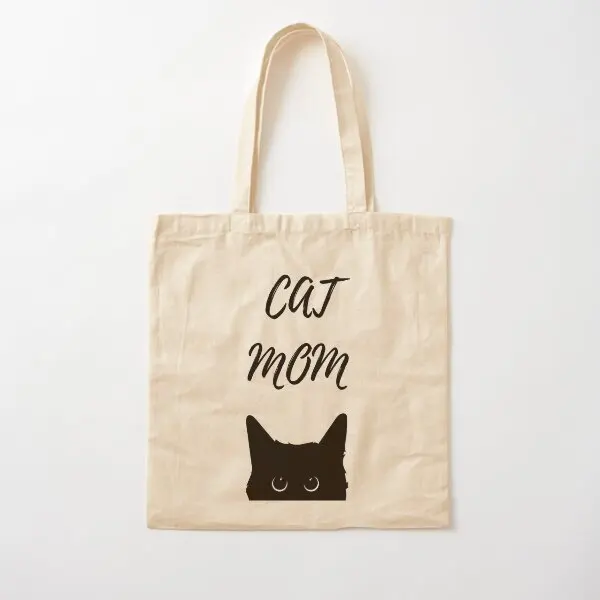 Cat Mom Cotton  Canvas Bag Shopper Grocery Fashion Tote Shoulder Bag Ladies Casual Reusable Fabric Handbag Women Travel Printed