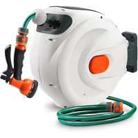 Retractable Garden Hose Reel Heavy 10m 20m 30m Duty Water Hose Reel Swivel Bracket Any Length Lock Car Cleaning Garden Watering