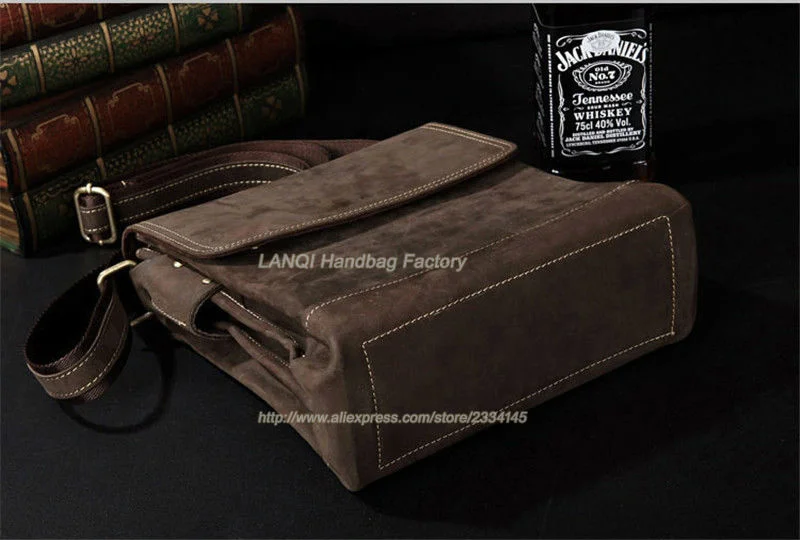 Imagem -04 - Bolsa de Ombro de Couro Genuíno Masculina Mensageiro Crazy Horse Tiracolo Casual Ipad s Nova Moda