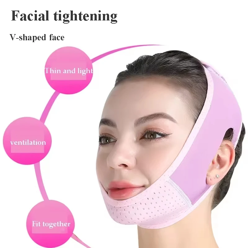 V-Shaped Bandage Mask for Face, Tightening Double Chin Bite Mask Sleeping Band, Reusable V-Shaped Lifting Facial Beauty Tool