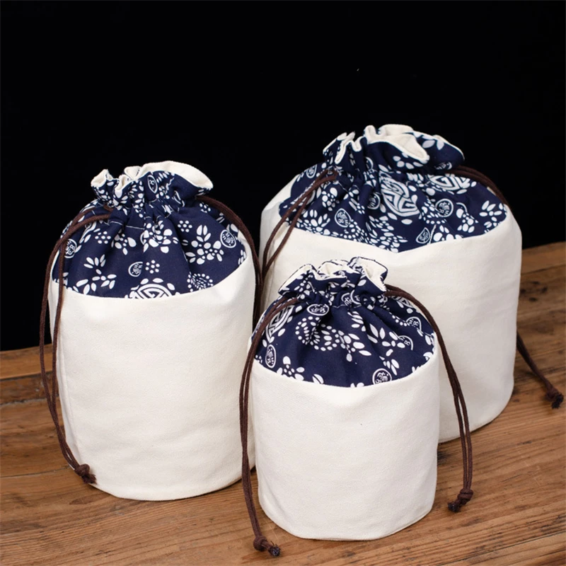 1PC Blue White Porcelain Retro Drawstring Bag Ethnic Style Small Debris Sorting Storage Cloth Pouch Gift DIY Candy Packaging Bag