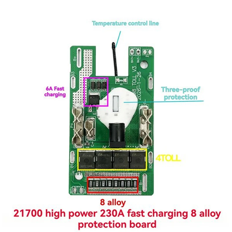super-sale 5core-battery-storage-box-case-for-makita-21700-battery-protection-board-dc6a-fast-charging-4toll-protection-board