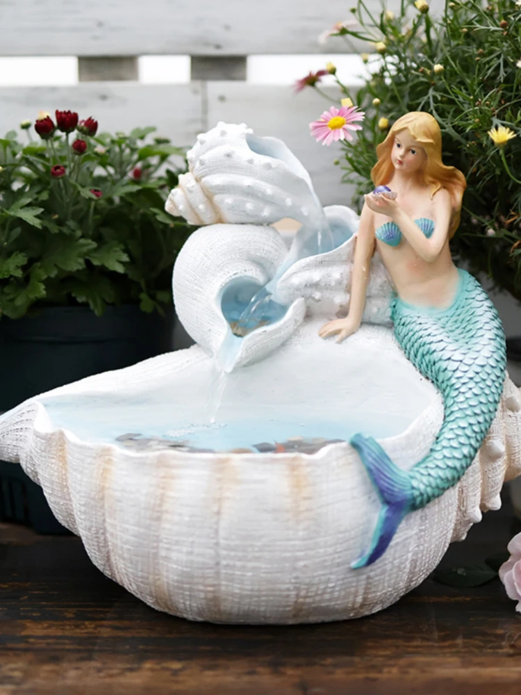 Creative Mermaid Flowing Water Ornaments Small Fish Tank Decorations Arrangement