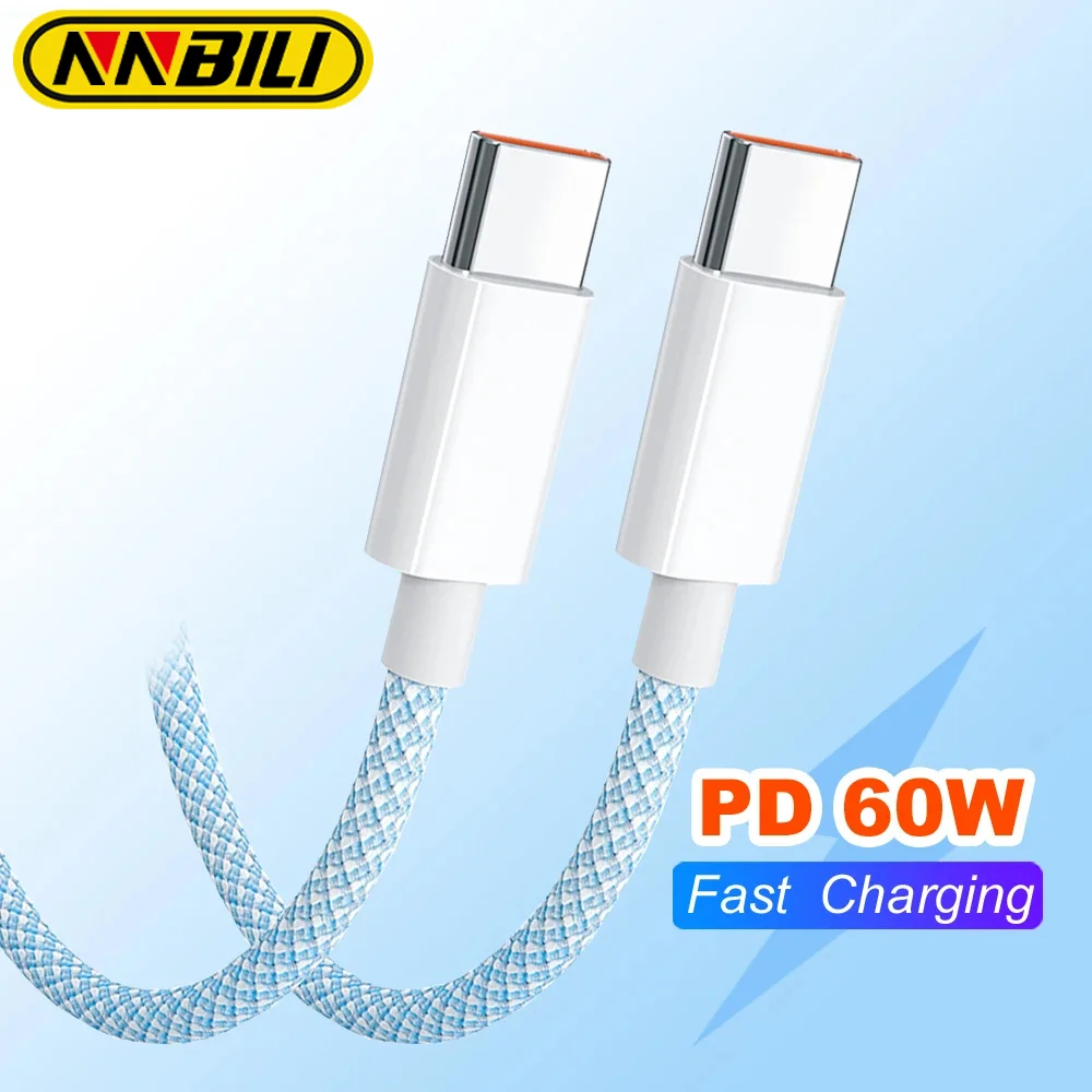 NNBILI 60W 6A USB Type C to C Cable Data Line For Iphone 15 Xiaomi Poco Fast Charging USB C Cable Type C Data Charge Cord Wire