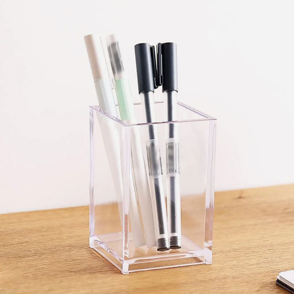

2pcs Acrylic Pen Holders Desktop Storage Boxes Multi-Functional Stationery Organizers Transparent Brush Holders Office Desk