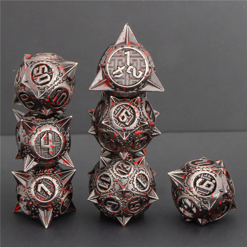 KERWELLSI DND Metal  Dice Set, 7pcs D&D Dice Set, Polyhedral Dungeon and Dragon Role Playing Game Dice, Handmade D and D Dice