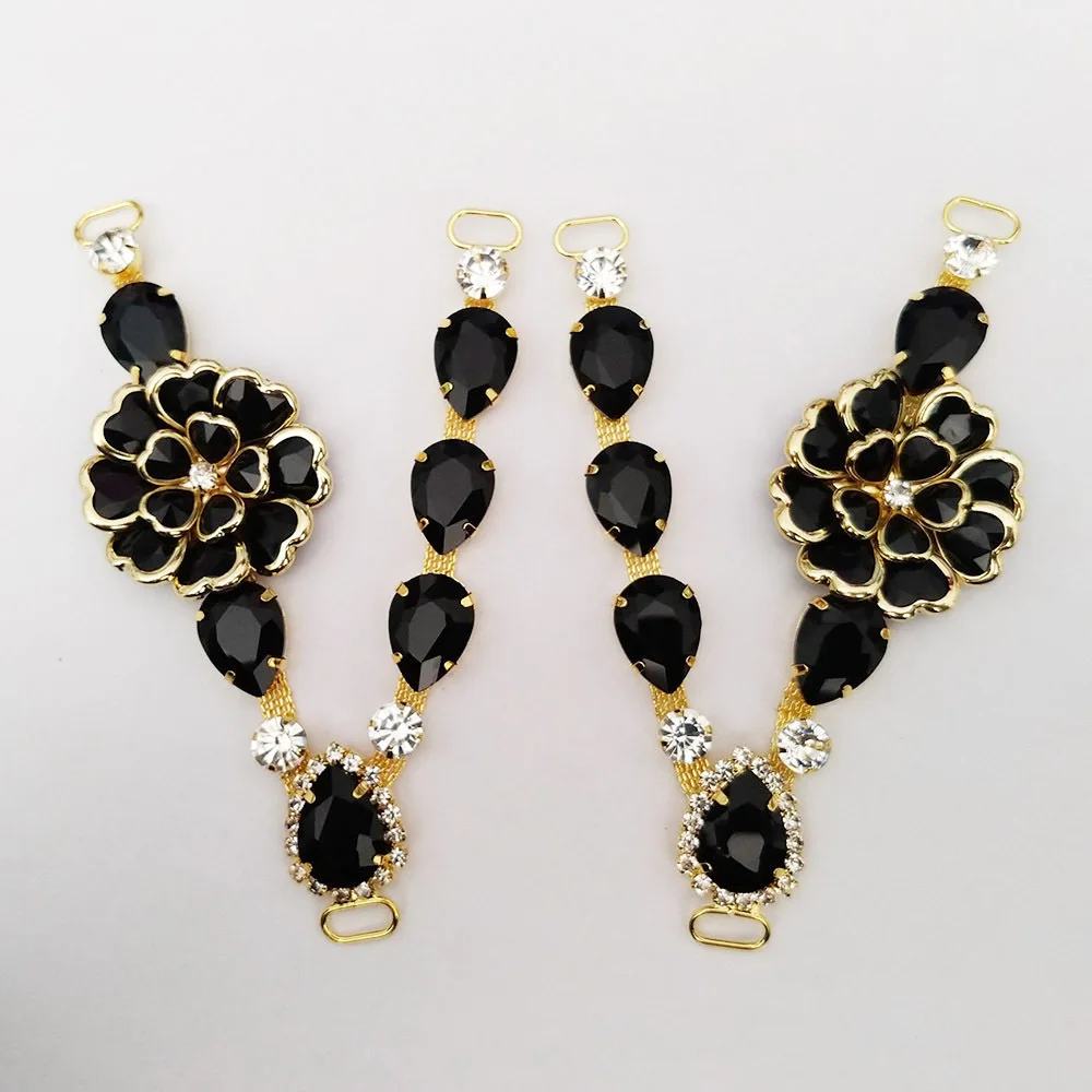 1Pair Flower Crystal Rhinestone Shoe Footware Chain Buckle Bikini Flip Flops Connectors Metal Apparel Bags Cap Garment Sewing