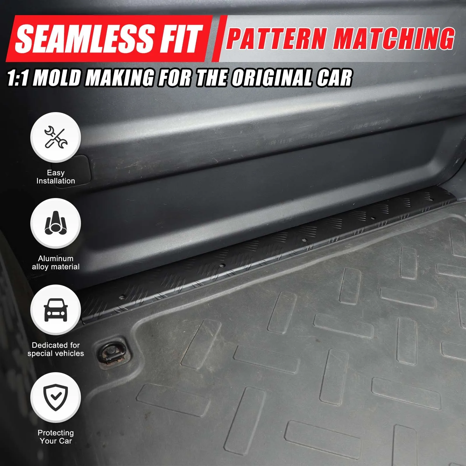 Aluminum Alloy Black Car Trunk Inner Sill Scuff Plate Bar Trim For Toyota FJ Cruiser 2007-2021Guard Trunk Shield Panel Trim