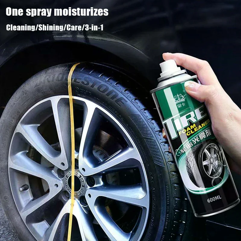 Tire Foam Bright Cleaner Black Tire Wax Lotion High Gloss Spray Cleaner Moisturizing Tire Polish Waterproof