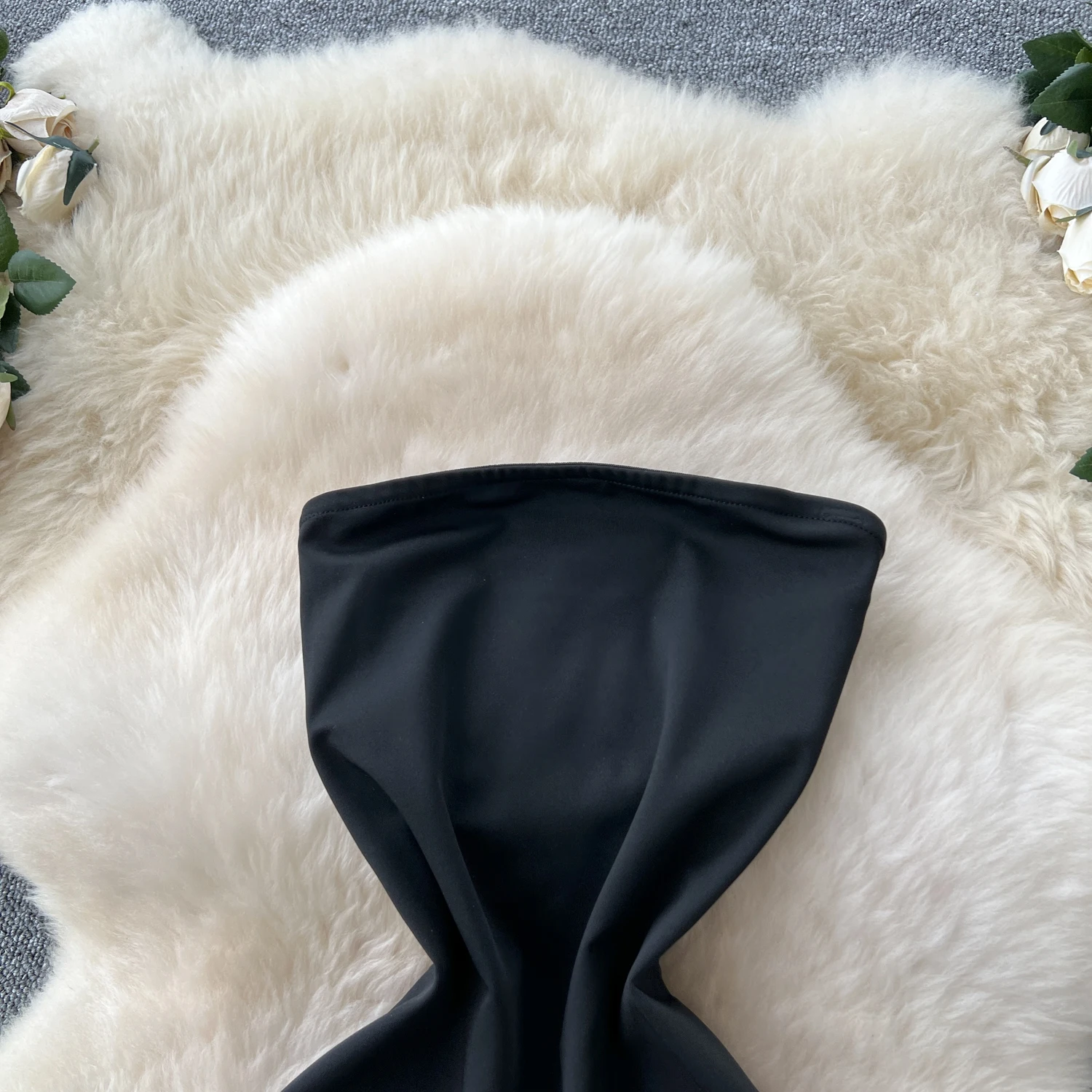 Chic vintage senza schienale con volant senza spalline Elegante fata moda coreana Boho Vestito estivo abbigliamento donna Abito lungo attillato