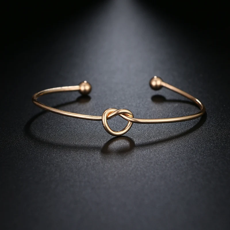 KINFOLK Trendy Round Circular Open Knot Cuff Bangle Bracelets For Women Elegant GoldColor Jewelry Noeud Armband Pulseiras