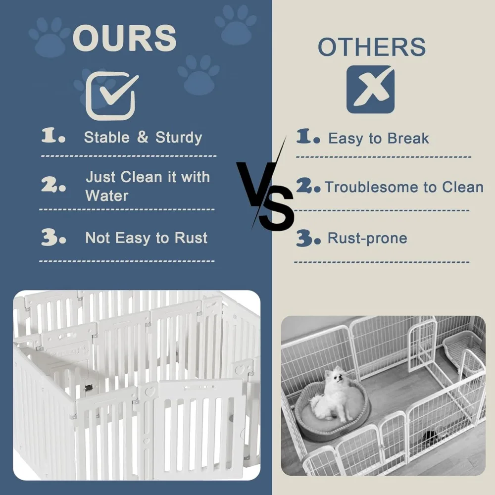 روضة كلب قابلة للتعديل بنفسك مع أبواب كبيرة وصغيرة، تكوين 16 لوحة، سياج عالي 25.5 للحيوانات الأليفة، سطح غير قابل للانزلاق، متعدد الاستخدامات #4