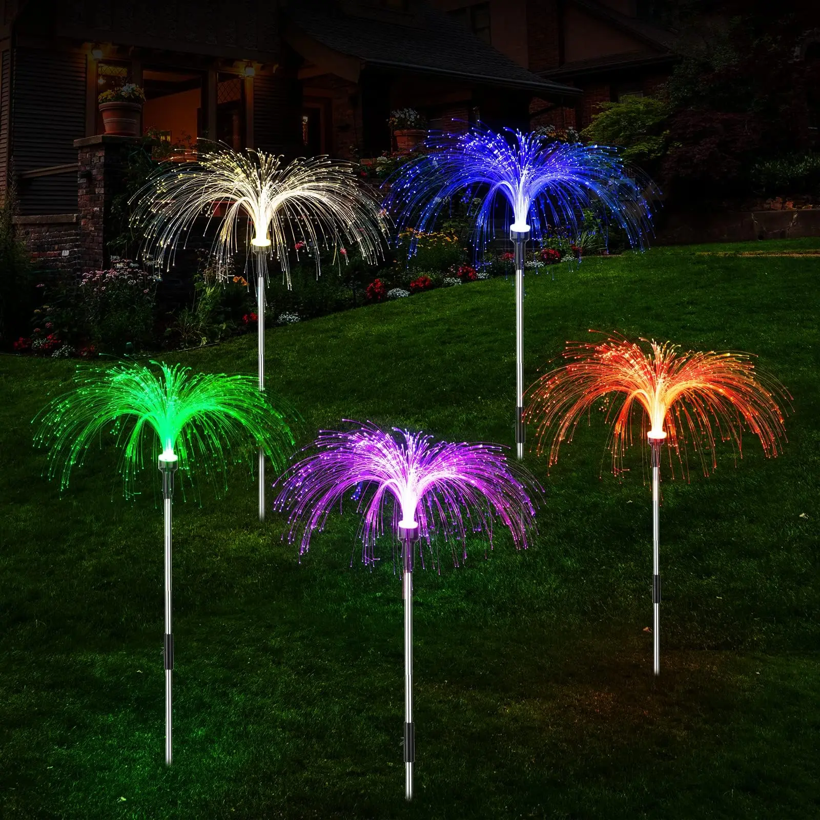 

2pcs Lot Solar Garden Lights Outdoor 2 Modes Jellyfish Lights 7 Color Changing Waterproof Yard Lights Decorative Flower Lights