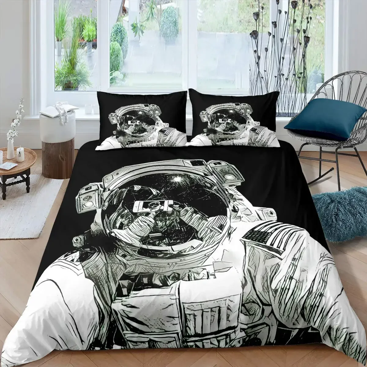 Space Astronaut dekbedovertrekset voor jongens meisjes kinderen Twin beddengoed set Galaxy Space themed slaapkamer decor polyester dekbedovertrek