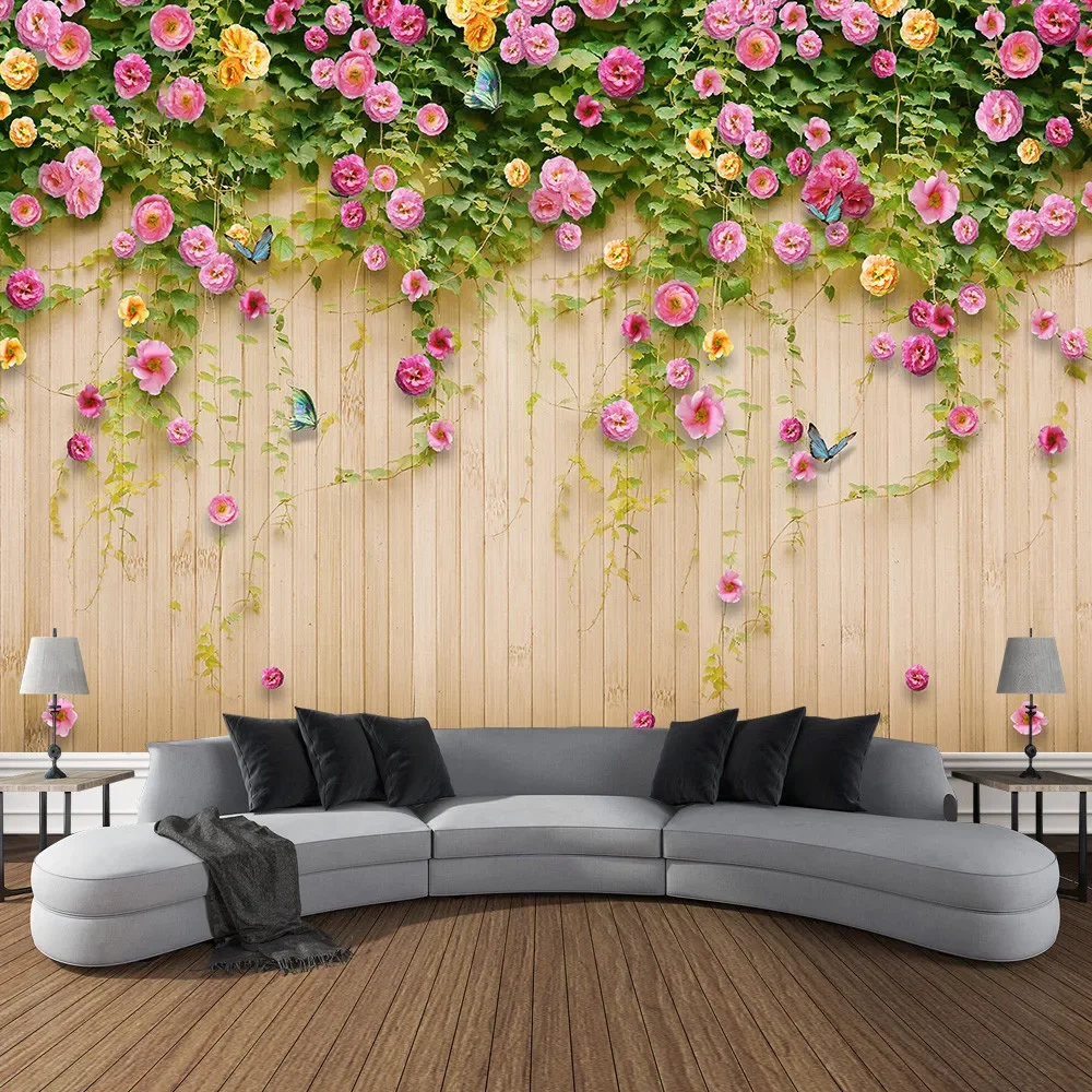 Landscape Flower Plant Tapestry Wall Hanging Hippie Green Floral Tapestry Aesthetic for Bedroom Room Living Room Home Decoration