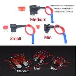 5pcs/2pcs12V MINI SMALL MEDIUM Size Car Fuse Holder Add-a-circuit TAP Adapter Micro Mini Standard ATM Blade Fuse