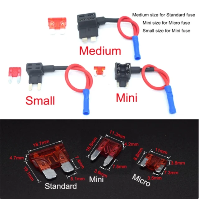 5 sztuk/2 szt. 12V MINI mały średniej wielkości uchwyt bezpiecznika samochodowego dodatkowy obwód adapter do kranu Micro Mini standardowy bezpiecznik płaski ATM