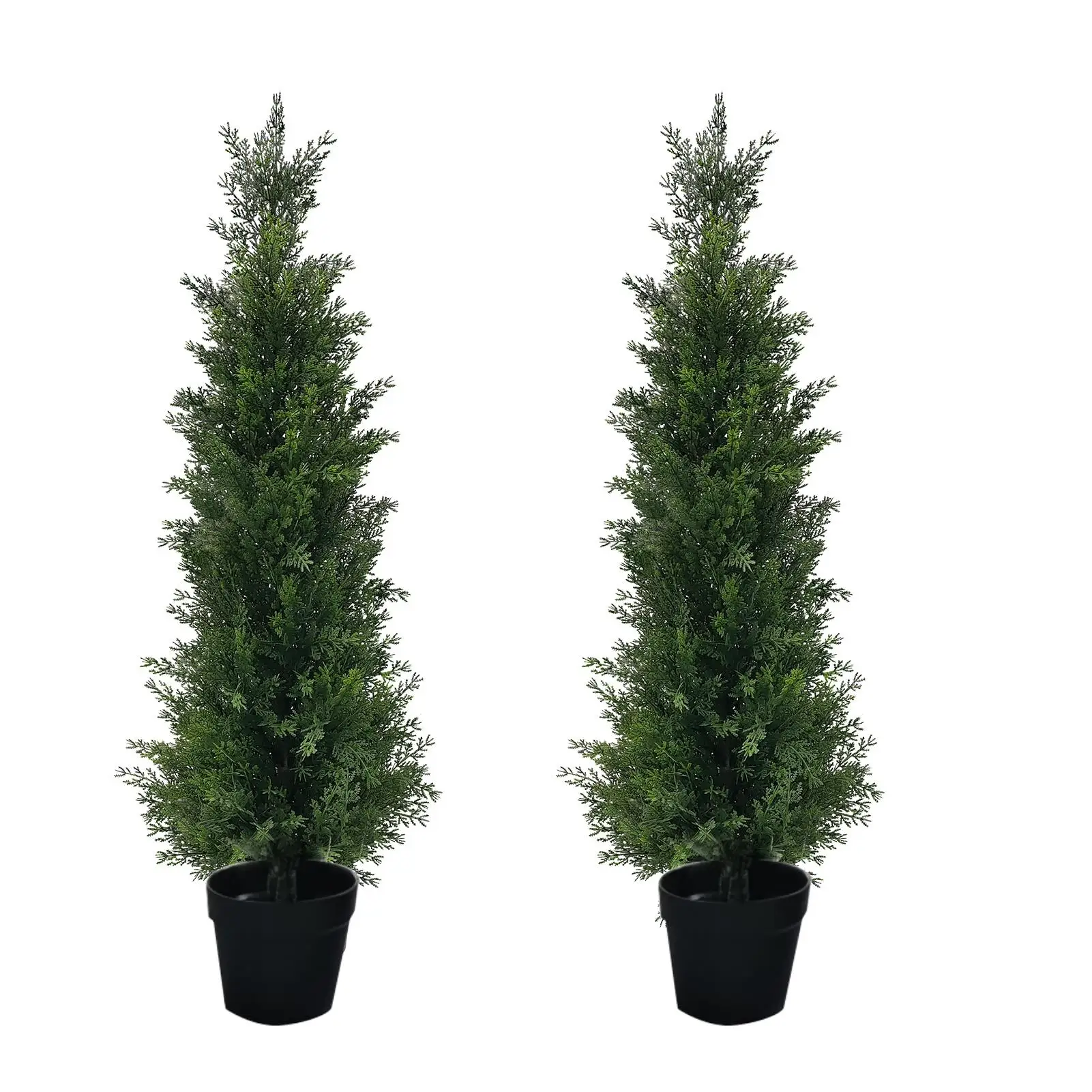 

Artificial Cedar Tree 3 Feet Outdoor Faux Cedar Pines UV Protection 2 Pieces Fake Evergreen Plants for Front Home Entryway Porch