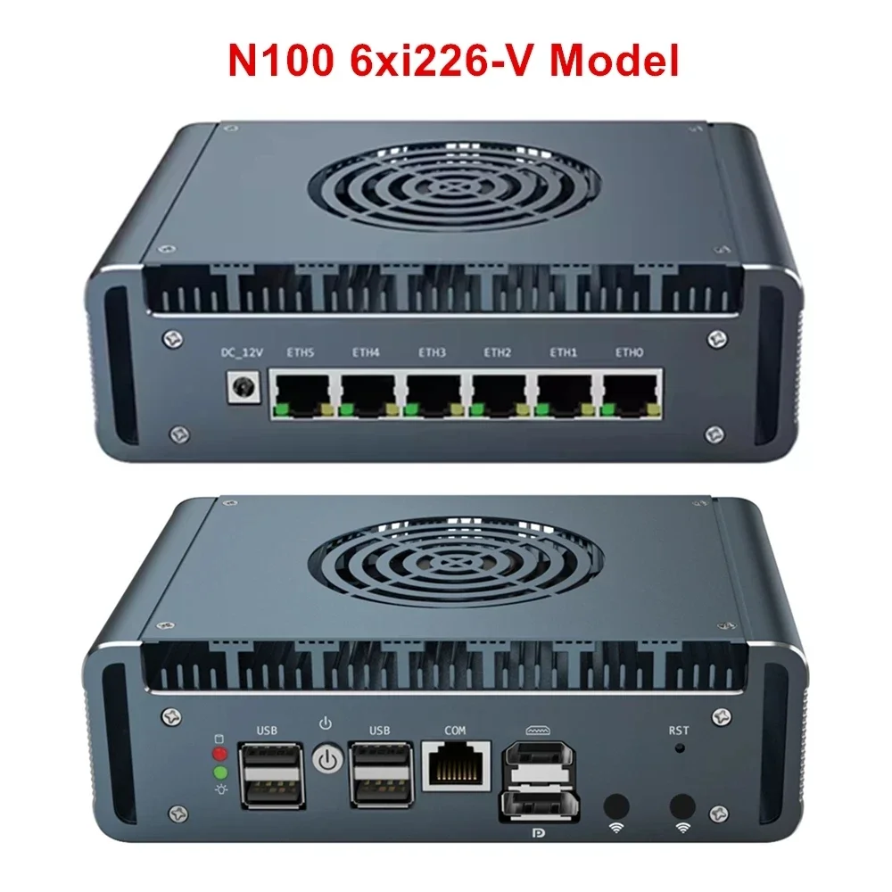 Servidor de roteador firewall mini pc, intel n150/i7-1265U/i5-1345U, 6x2.5g i226-V lan, computador host de virtuização pfsense proxmox