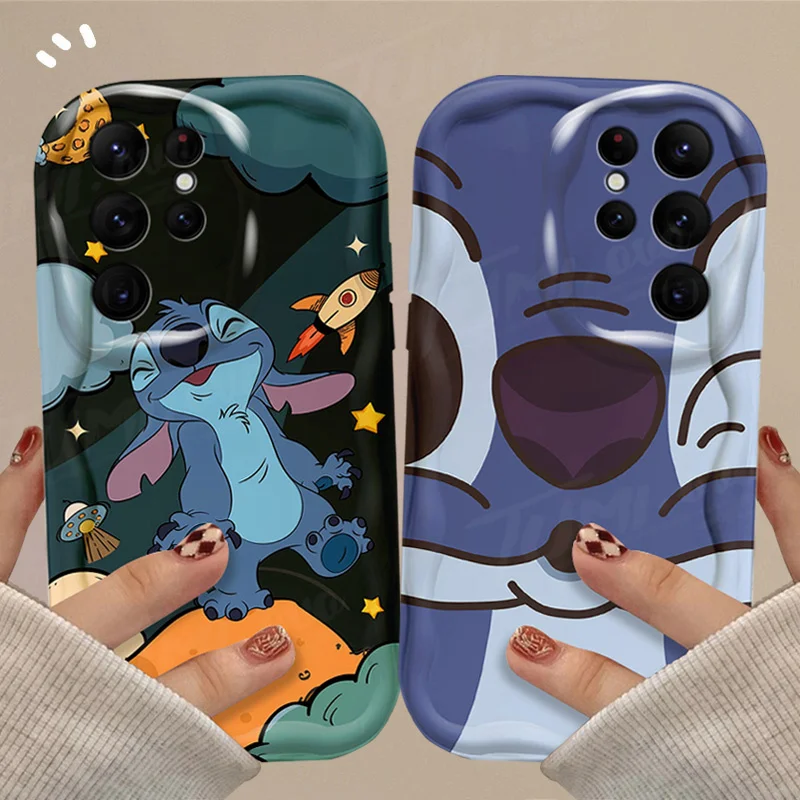 Cute Starry Sky Stitch 3D Wave Case For Samsung Galaxy A54 A34 A24 A14 A13 A53 A33 A73 A23 A52 A52S A32 A22 A12 A51 A71 Cover