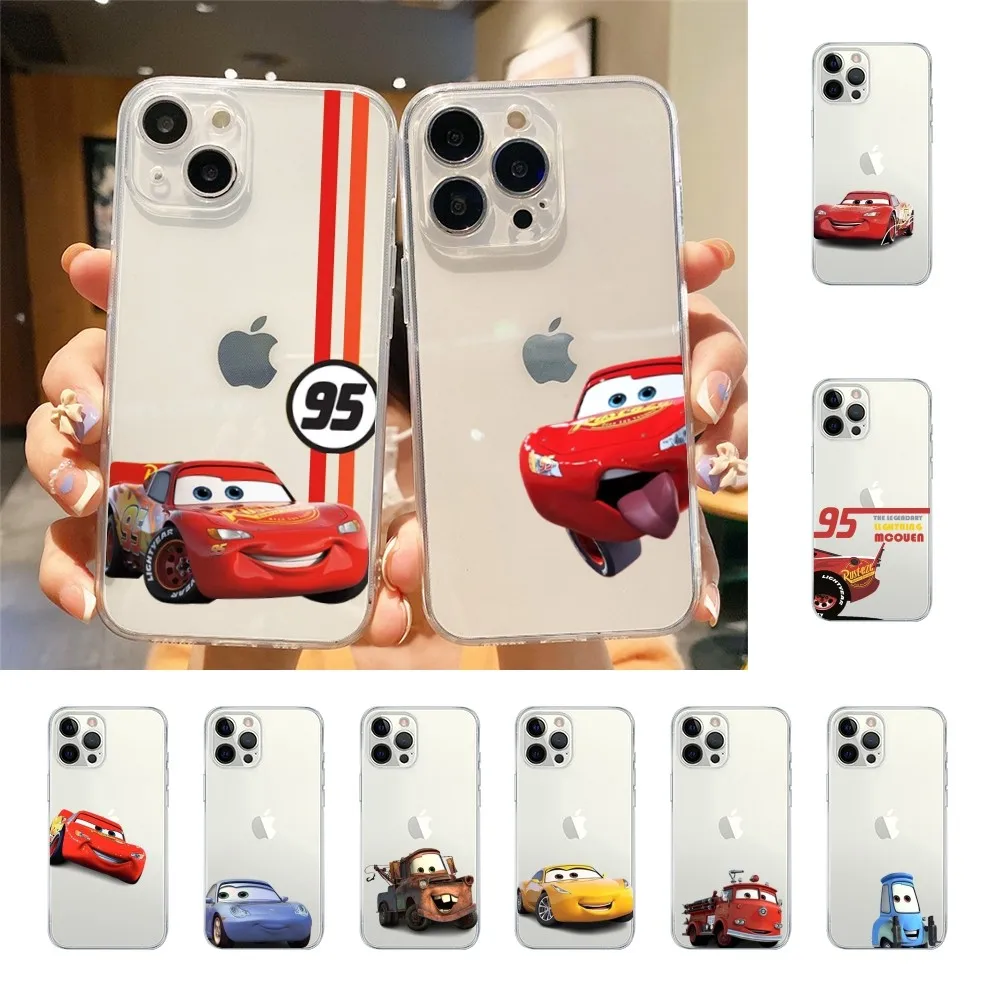 Etui na telefon Cars L-Lightning M-McQueen do Iphone 15 11 13 14 Pro Max 7 8 Plus X Xr Xs Max Se2020 12 mini Transparent Cover