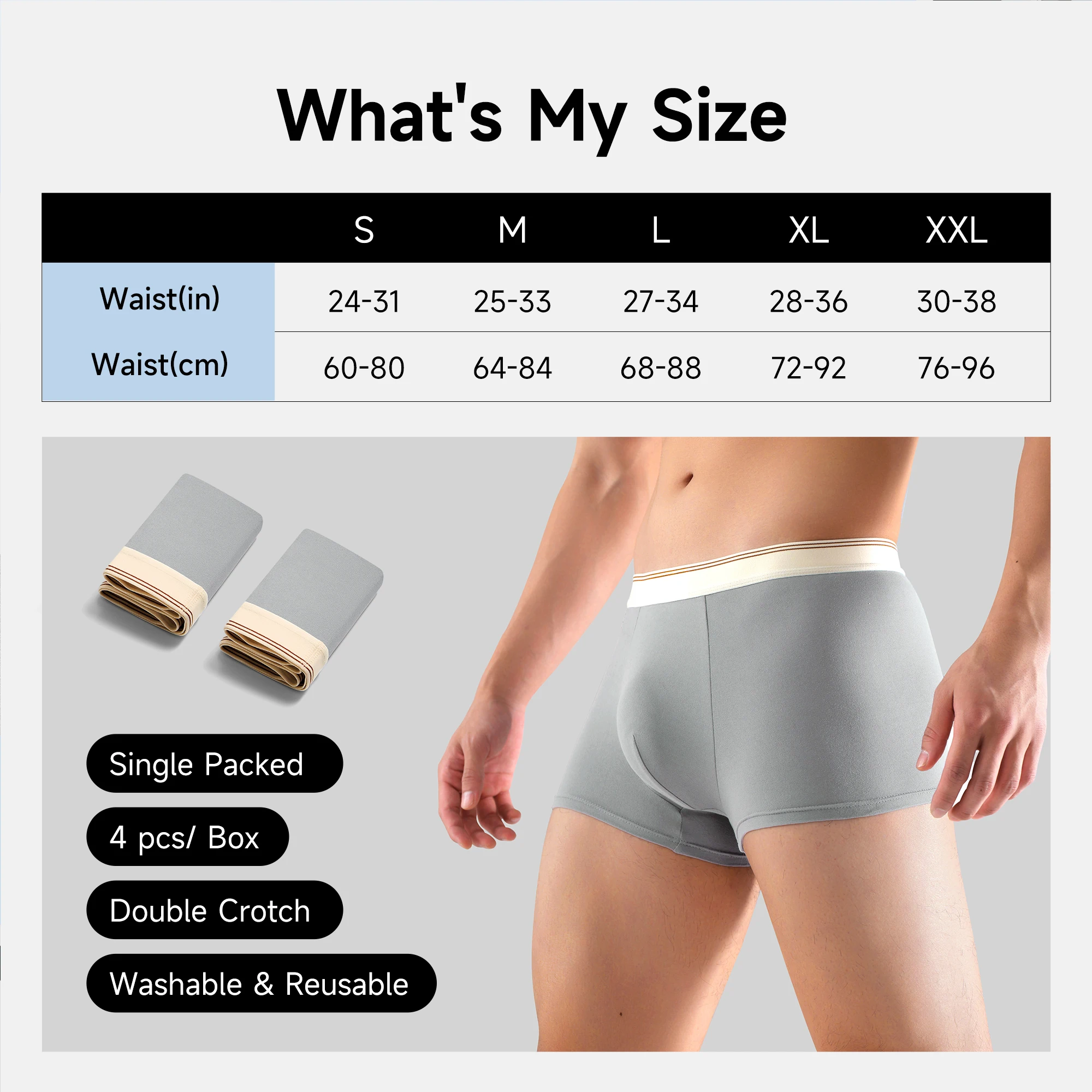Picture 7: Freego 4Pcs Men Double-Sided Boxer Briefs, EO Sterilized, Elastic Comfortable, Thin Summer Multi-Scenes Underwear Daily & Travel