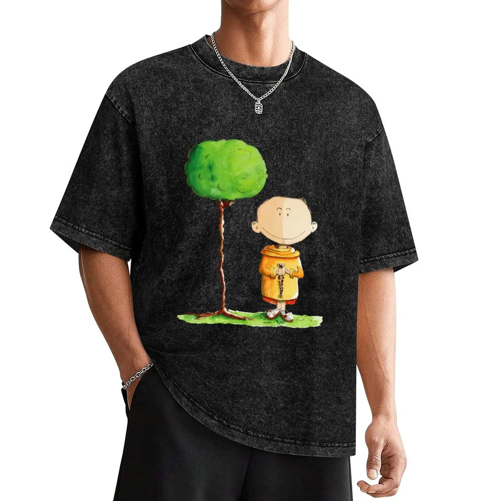 

Little Buddha's tree T-Shirt cotton graphic tees heavyweights graphics mens graphic t-shirts funny