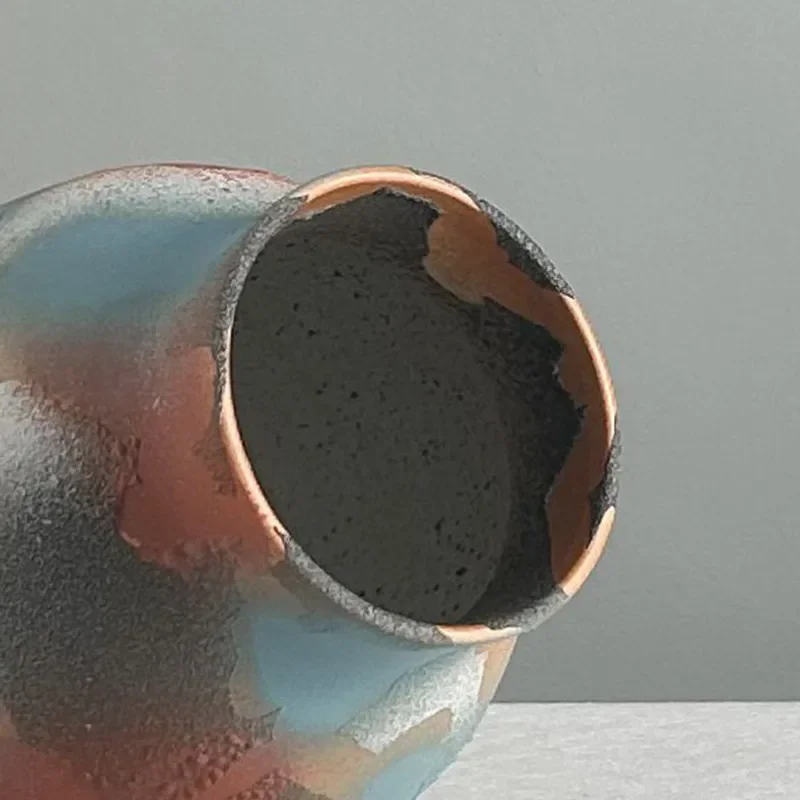 for New Chinese Style Coarse Pottery Art Flower Vase Ceramic Ornament for Living Room Office Model Room B and B Wabi Sabi