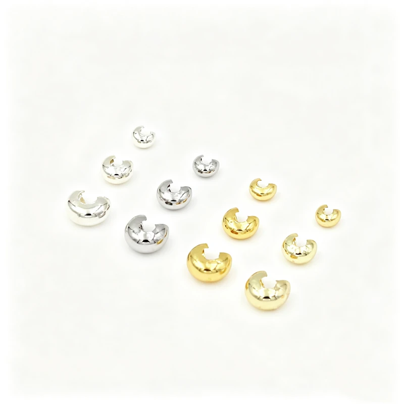 BoYuTe (100 Pieces/Lot) Open C-Hoop Beads, Metal Brass Crescent Snap Clips, Positioning Crimp Bead Covers for DIY Jewelry Making