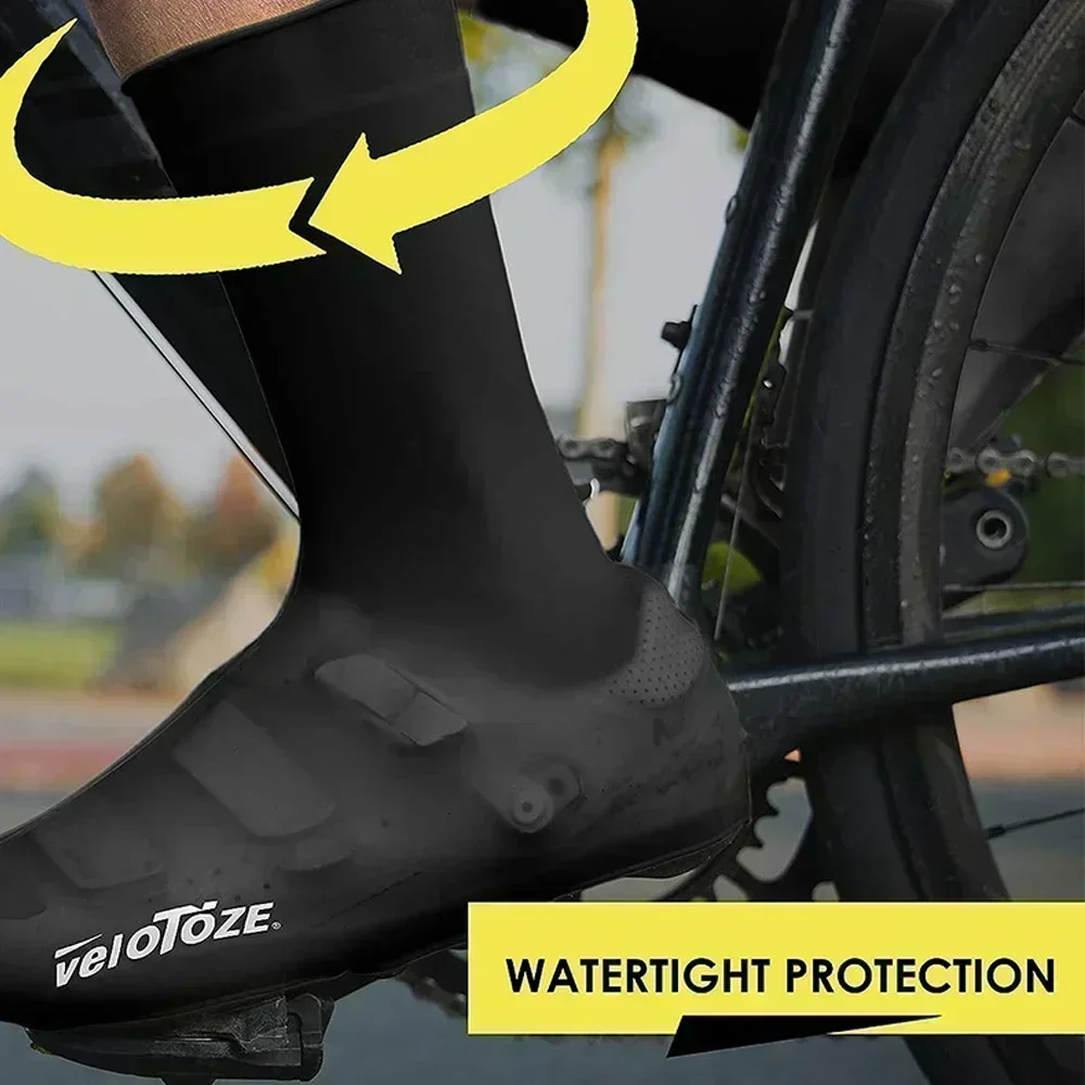 Tall Silicone Helmet Shoe Cover with Snaps Covers Road Cycling Shoes Waterproof Windproof Reusable Boot-Style Overshoes