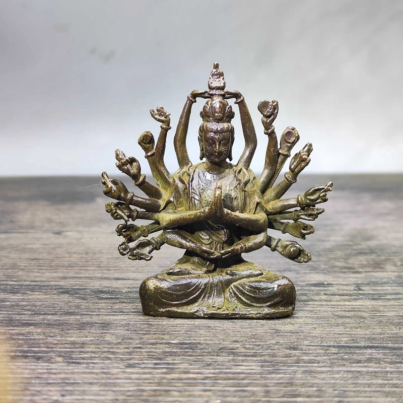 Tibetan solid white copper Thousand Handed Guanyin ornament,backlit Buddha,Zhunti Buddha Mother Tibetan Buddha, auspicious orn