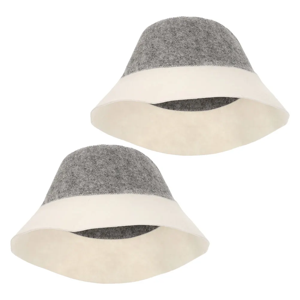

2pcs Felt Bath Hat for Women Fashionable Sauna Cap Heat Insulating Durable Fisherman Style Traditional Vaporarium for Sauna