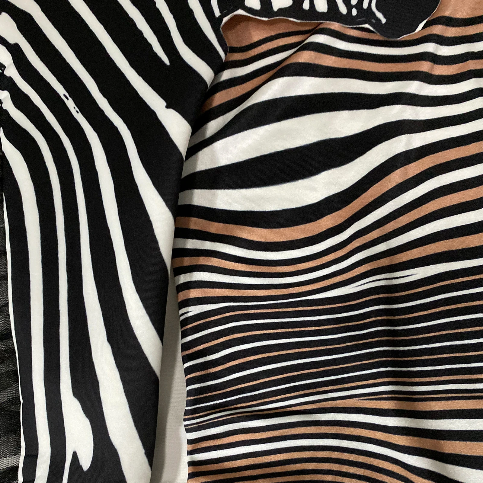 퍼포먼스 쇼 의상 패션 스트라이프 얼룩말 무늬 점프수트 여성 가수 섹시 무대 의상 바 DS 댄스 코스프레 바디수트