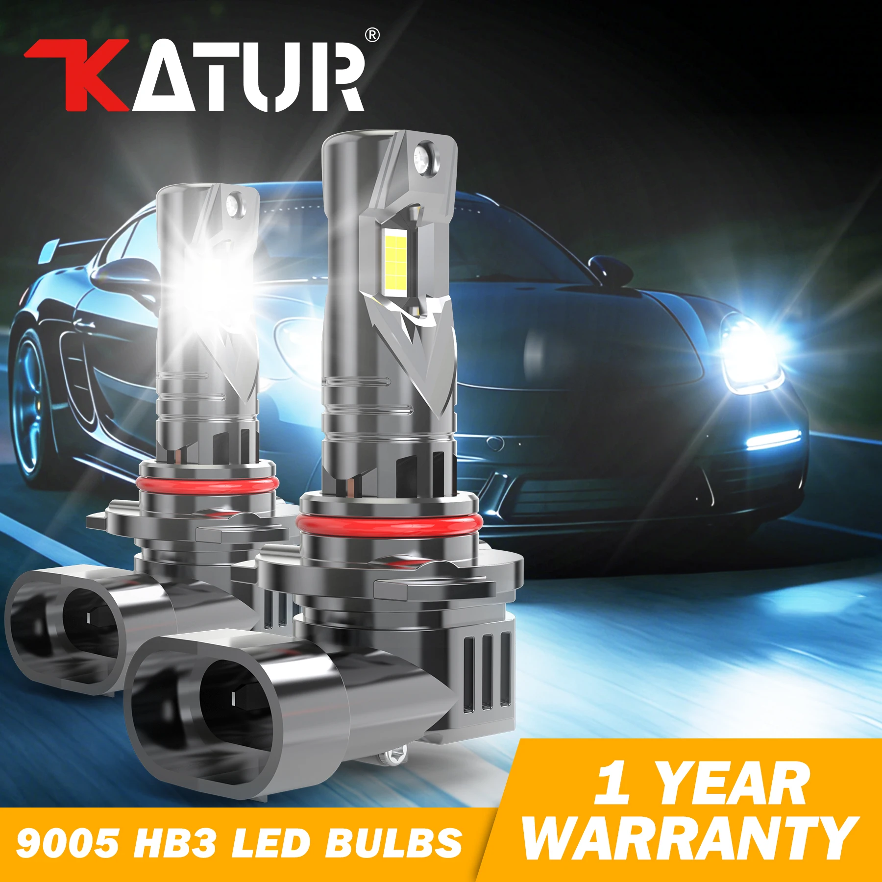 Katur 2x HB3 9005 Car Led Bulbs Auto Headlight with Fan White 100W Powerful For Mazda 3 2003~2014 Mitsubishi Pajero 2008~2015