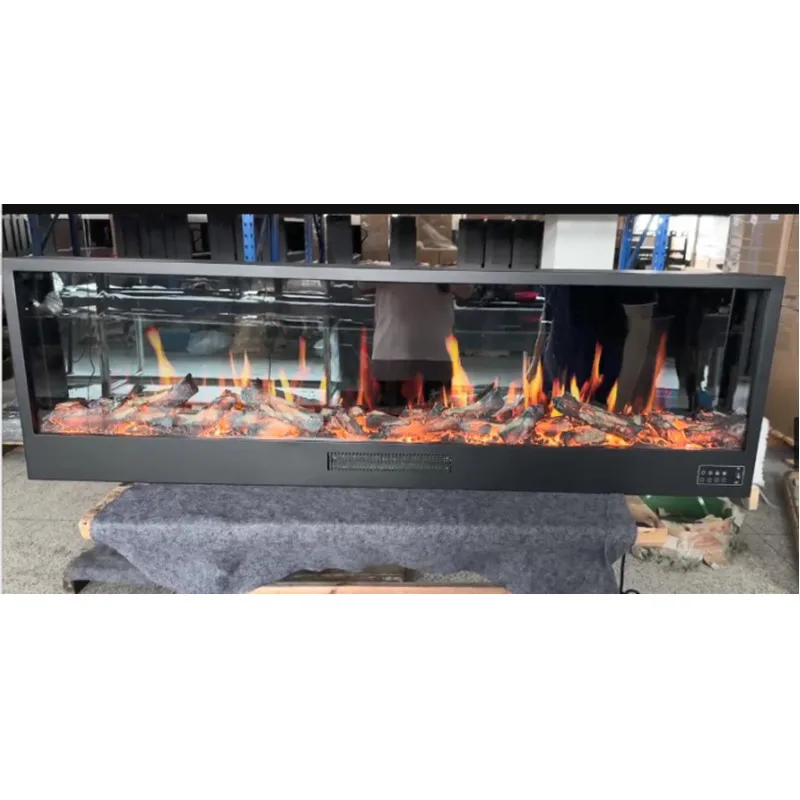 3D Electric Fireplace With Simulated Crackling Sound New Designed LCD Fire Place Insert Installation Remote Control