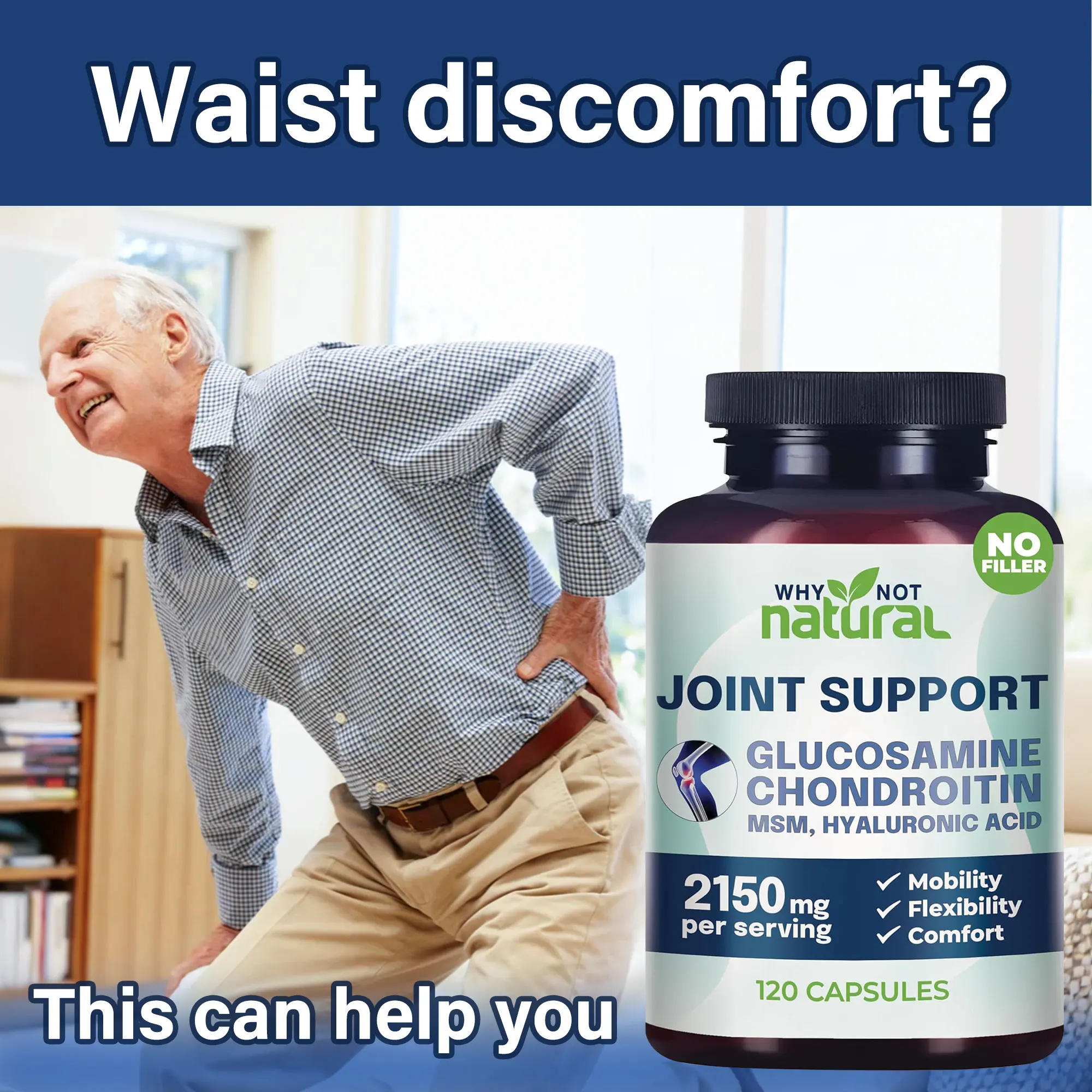 

Glucosamine Chondroitin MSM - Triple Strength, Helps with Joint Mobility, Joint Support Supplement, Immune Health
