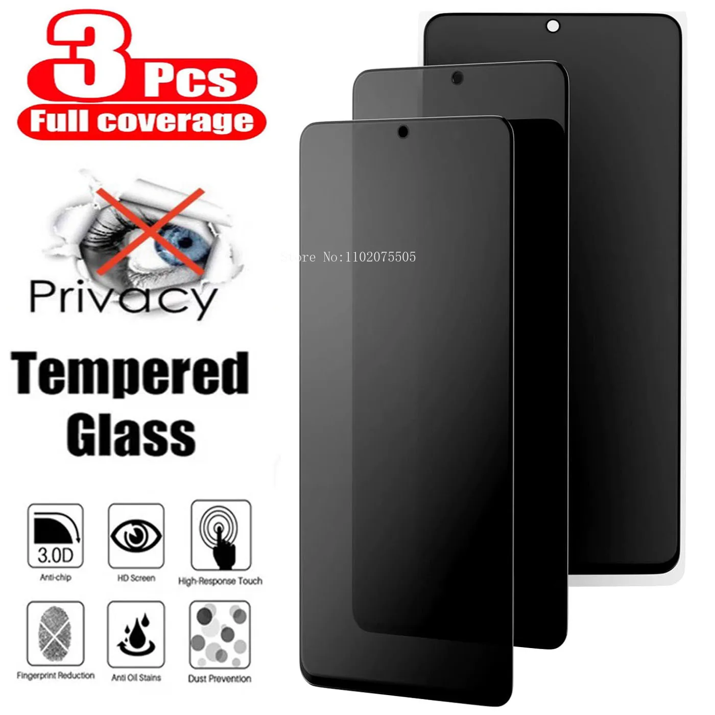 3Pcs Anti Spy Privacy Glass For Samsung Galaxy S21FE A54 A34 A14 A55 5G Screen Protector A53 A35 A15 A05 S20FE Tempered Glass